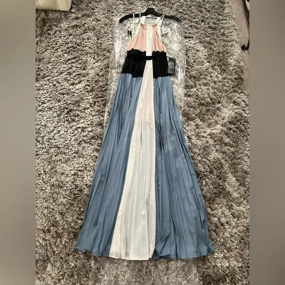 NWT BCBGMaxAzria “CONSTANTINE” Pink & Blue Pleated Maxi Dress – Size XXS - Picture 11 of 17